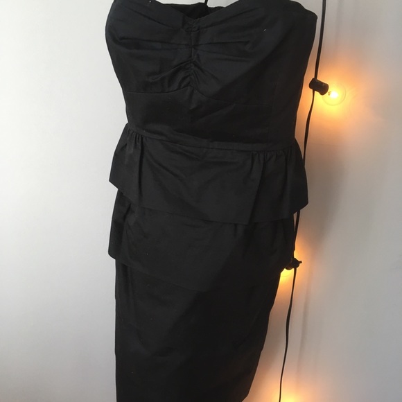 JCrew black strapless dress peplum silhouette - Picture 2 of 5